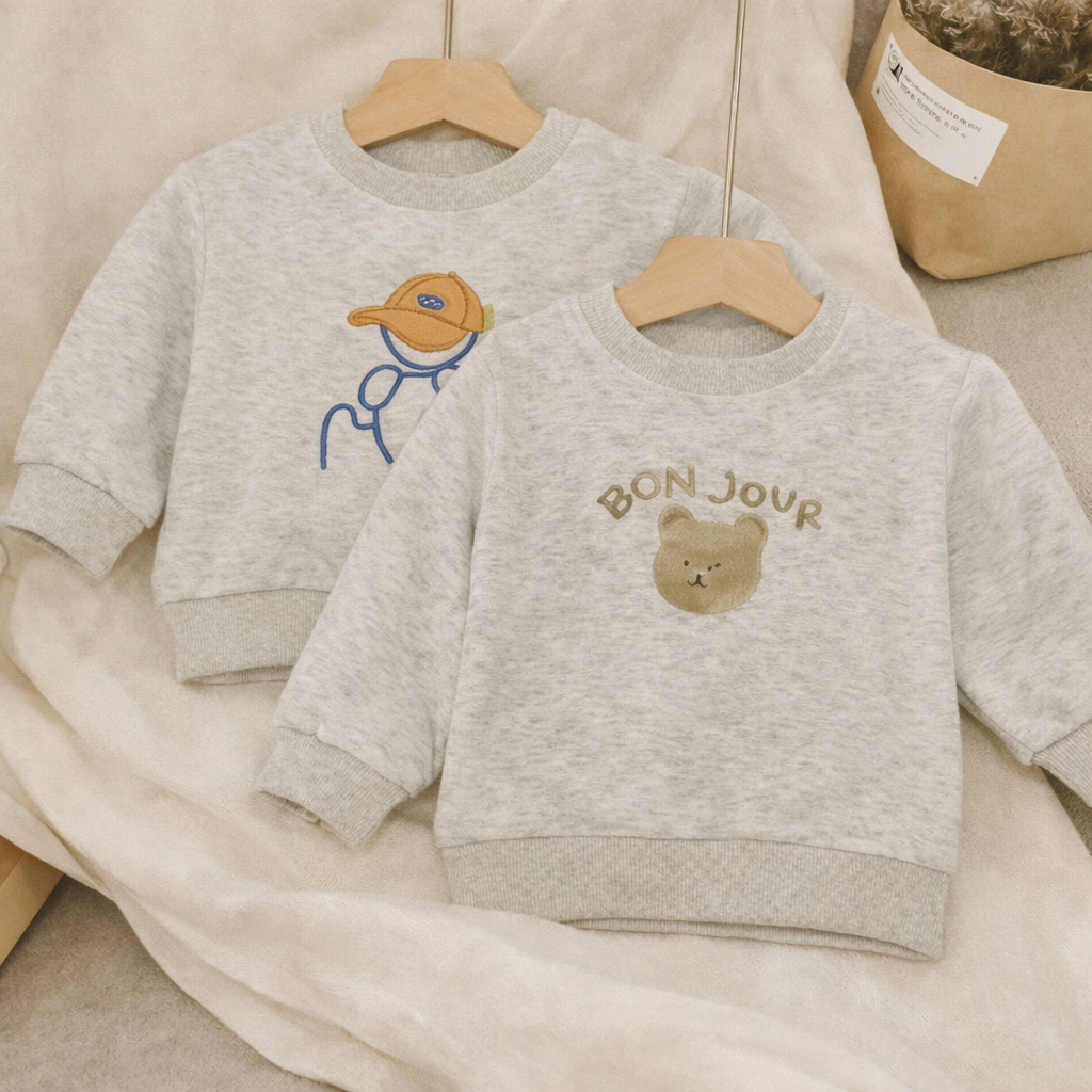 Toddler sweatshirts with playful embroidery